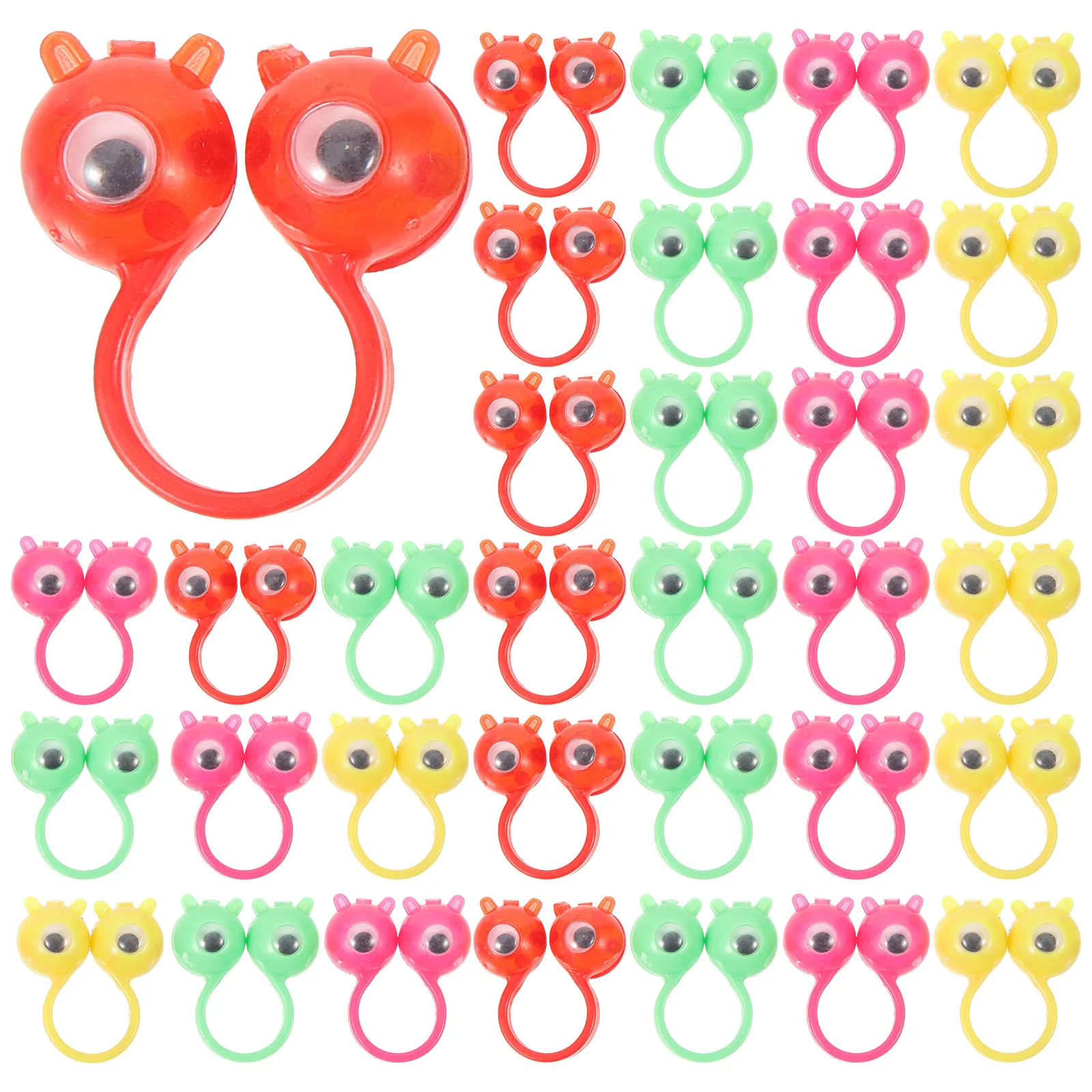 50 Pcs Novel Finger Activity Big Eyes Ring Funny Eyeball Toy On Rings Interactive Plastic Party Favor Toys Puppet