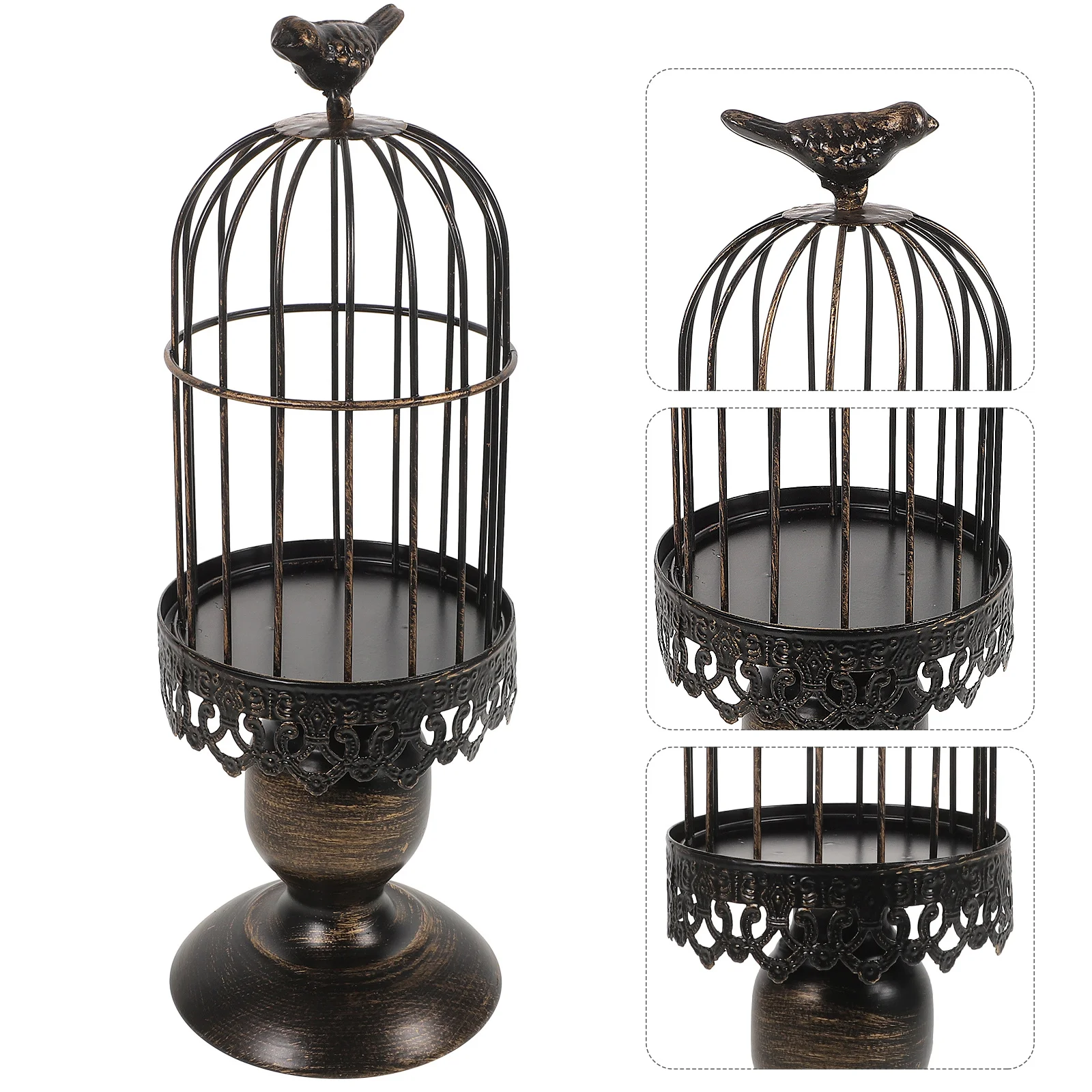

Birdcage Shaped Metal Holder Vintage Style Decorative Stand for Tabletop Party Wedding Home Decoration Holder