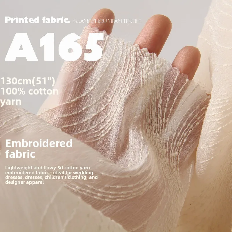 

Light Thin Cotton Yarn Embroidered Fabric for Wedding Dress Childrens Clothing Design Cloth Diy By The Yard Sewing Material