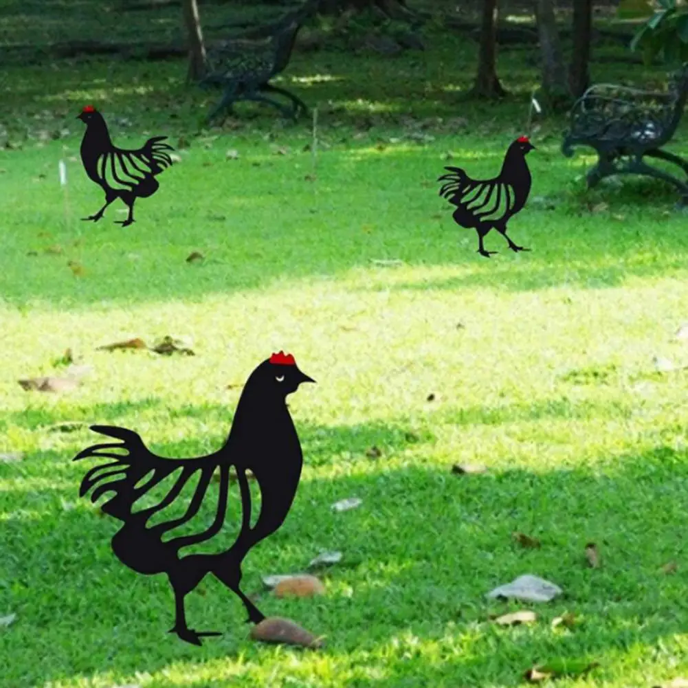 Rooster Ornament Rust-resistant Rooster Figurine Metal Rooster Chickens Family Statue for Farmhouse Garden Decor Wrought Iron