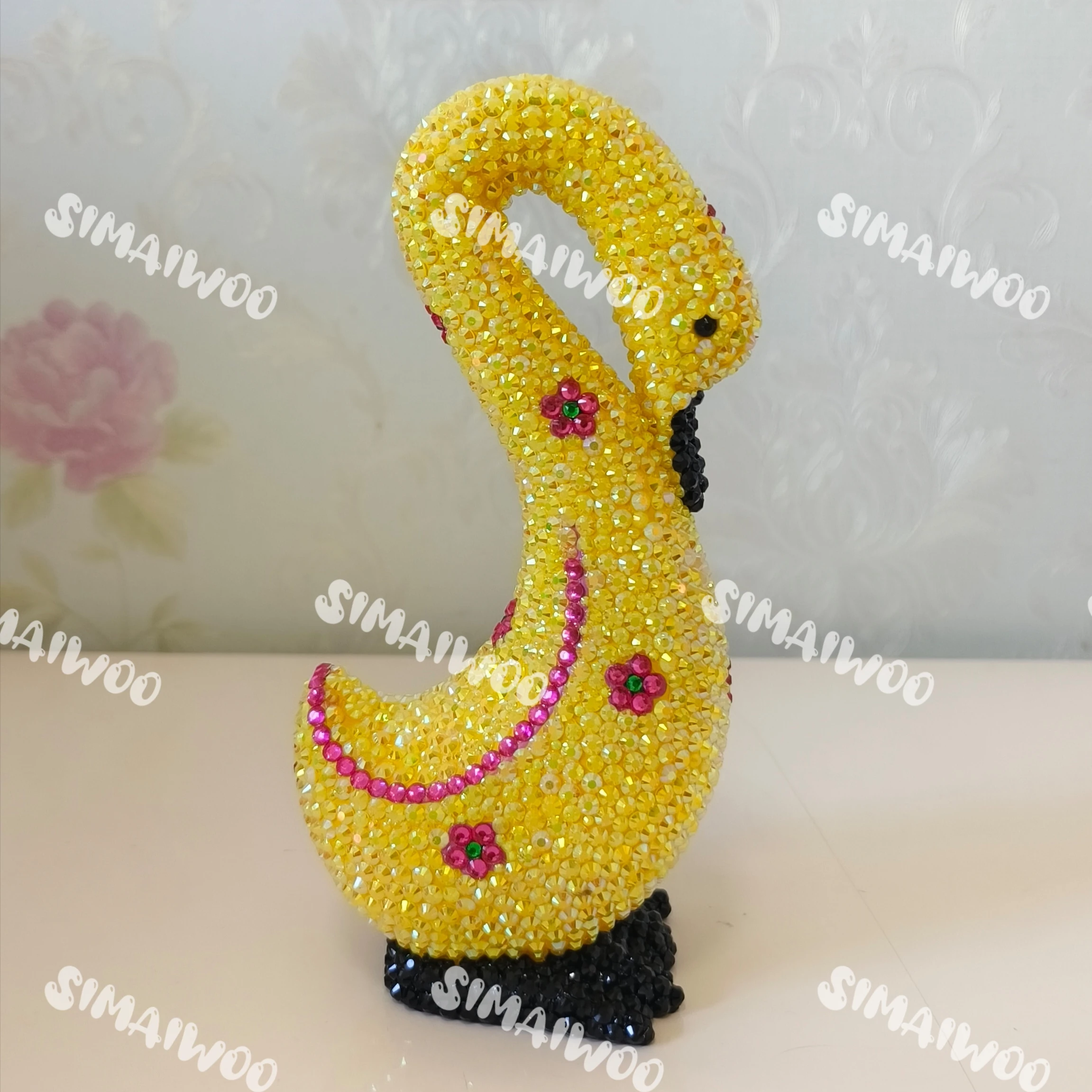 Handgefertigte Strass-Gelbe Ente, Paar-Figur, Diamant, glitzernd, niedliches Tier, Heimdekoration, Mosaik, Kreuzstich, Weihnachtsgeschenk – Detail 1