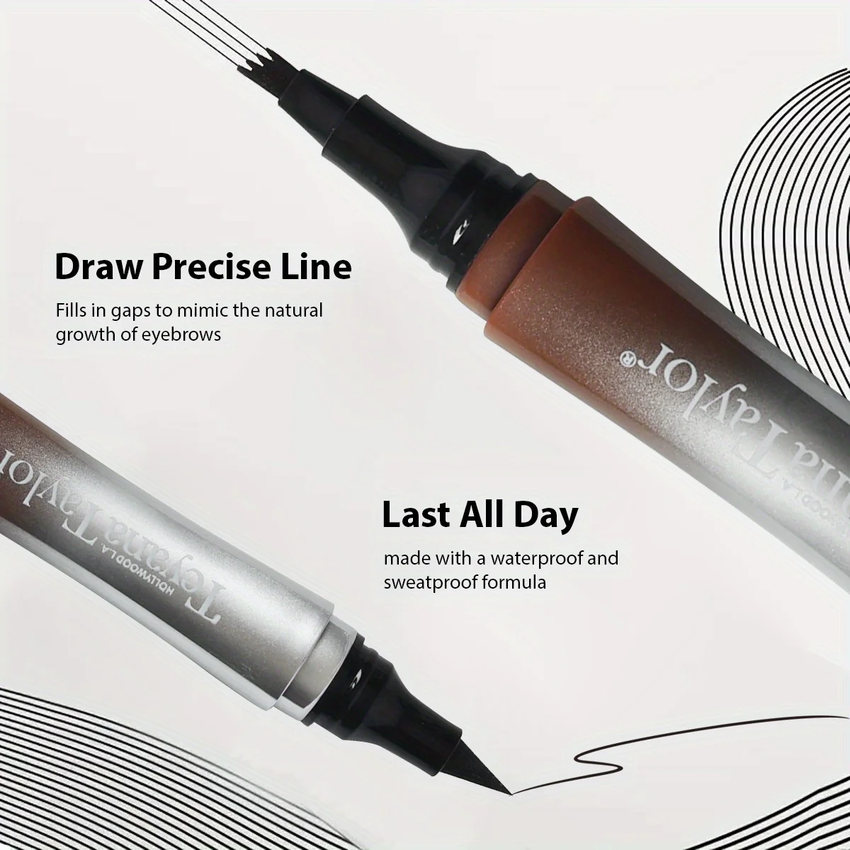 Double-headed four-pronged eyebrow pencil Quick-drying waterproof and sweat-proof wild eyebrow 2in1 eyebrow pencil