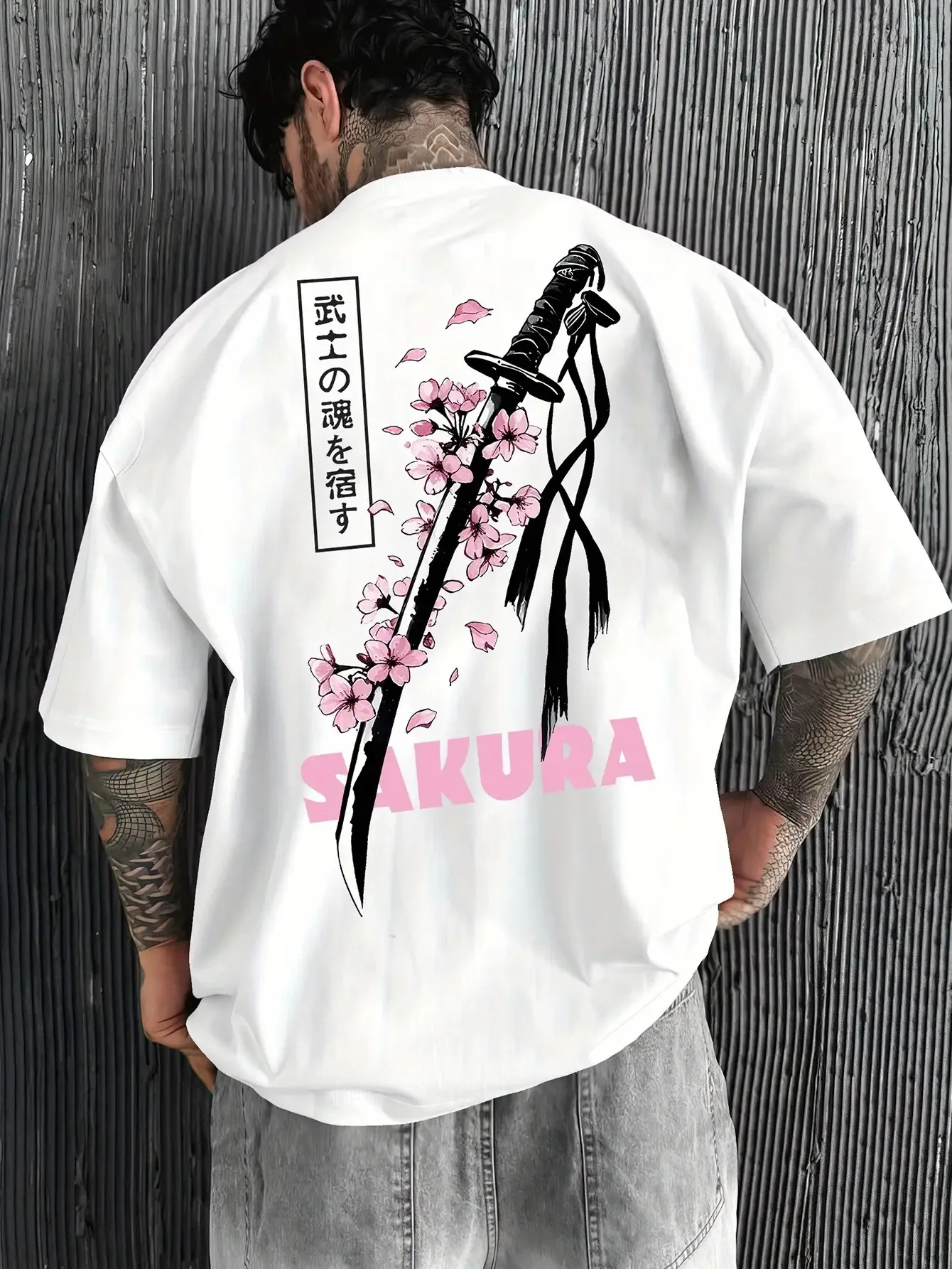 2026 Japanese Samurai Sword Sakura Print Men Women T-shirt Summer Autumn Daily Outdoor Sports Casual Street Short-sleeve Tops
