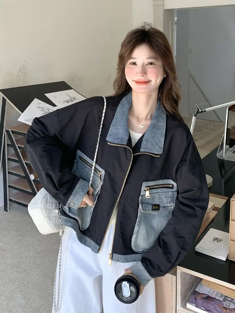 

Women'S Zipper Jackets Youthful Woman Clothes Autumn Winter Faux Vintage Boyfriend Style Big Size Outerwear Fashion Korean New