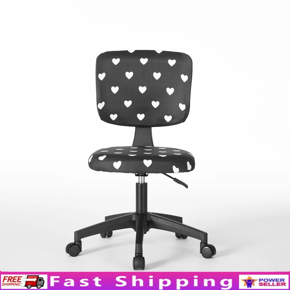 

Swivel Mesh Task Office Chair Comfortable Black White Hearts Durable Metal Base Easy Assembly Indoor Use