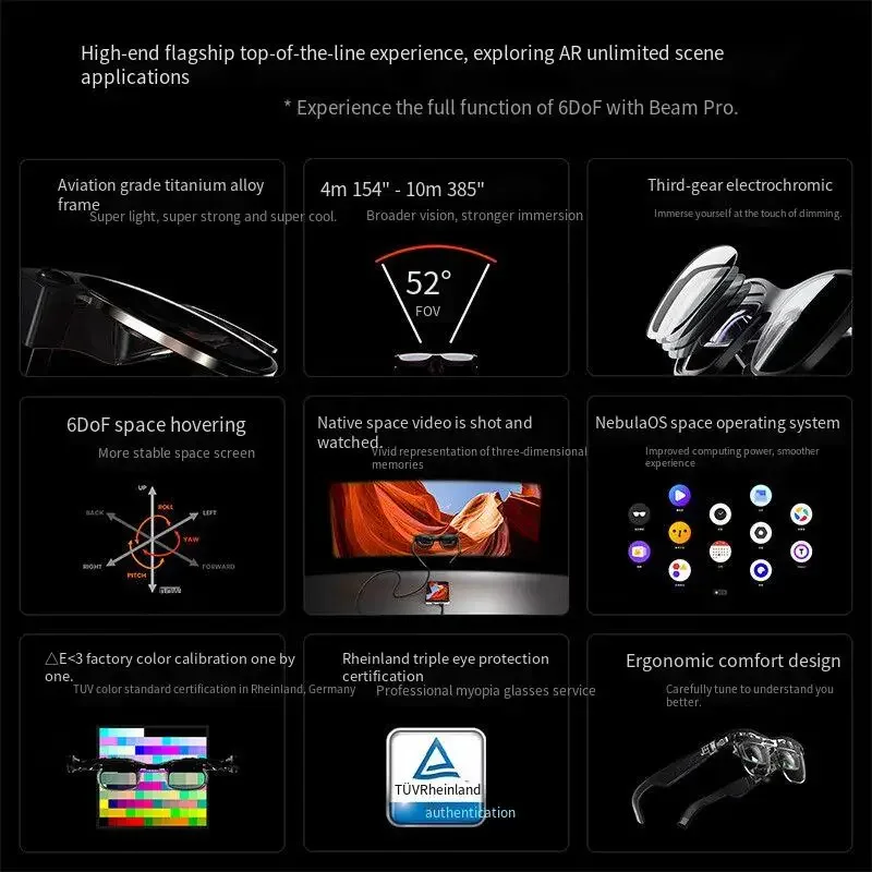 مجموعة نظارات XREAL Air 2 Ultra Smart AR 6 DoF 52 Fov 4K 3D HD 385 بوصة شاشة عرض عملاقة Nreal Air2 Ultra Tracking Smart Glasses