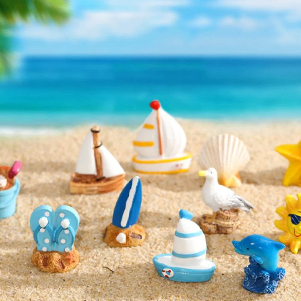 

6pcs Resin Surfboard Decor Sea-Inspired Mini Landscape Models For Desktop Garden Yard Balcony Mediterranean Style Ornament