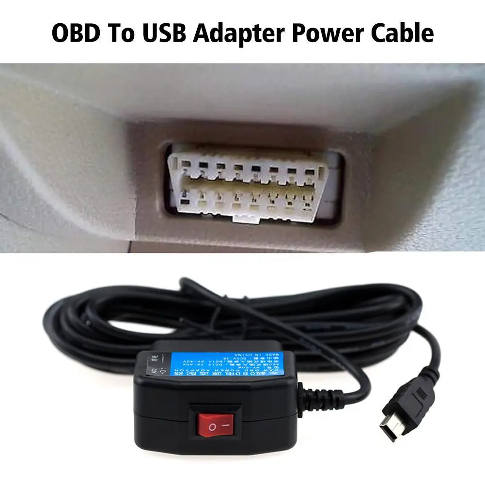 

OBD To USB Adapter Power Cable 24 Hours Parking Monitor Charger 5V 3A Car Charge Cable OBD Hardwire Cord Auto Dashcam Recorder