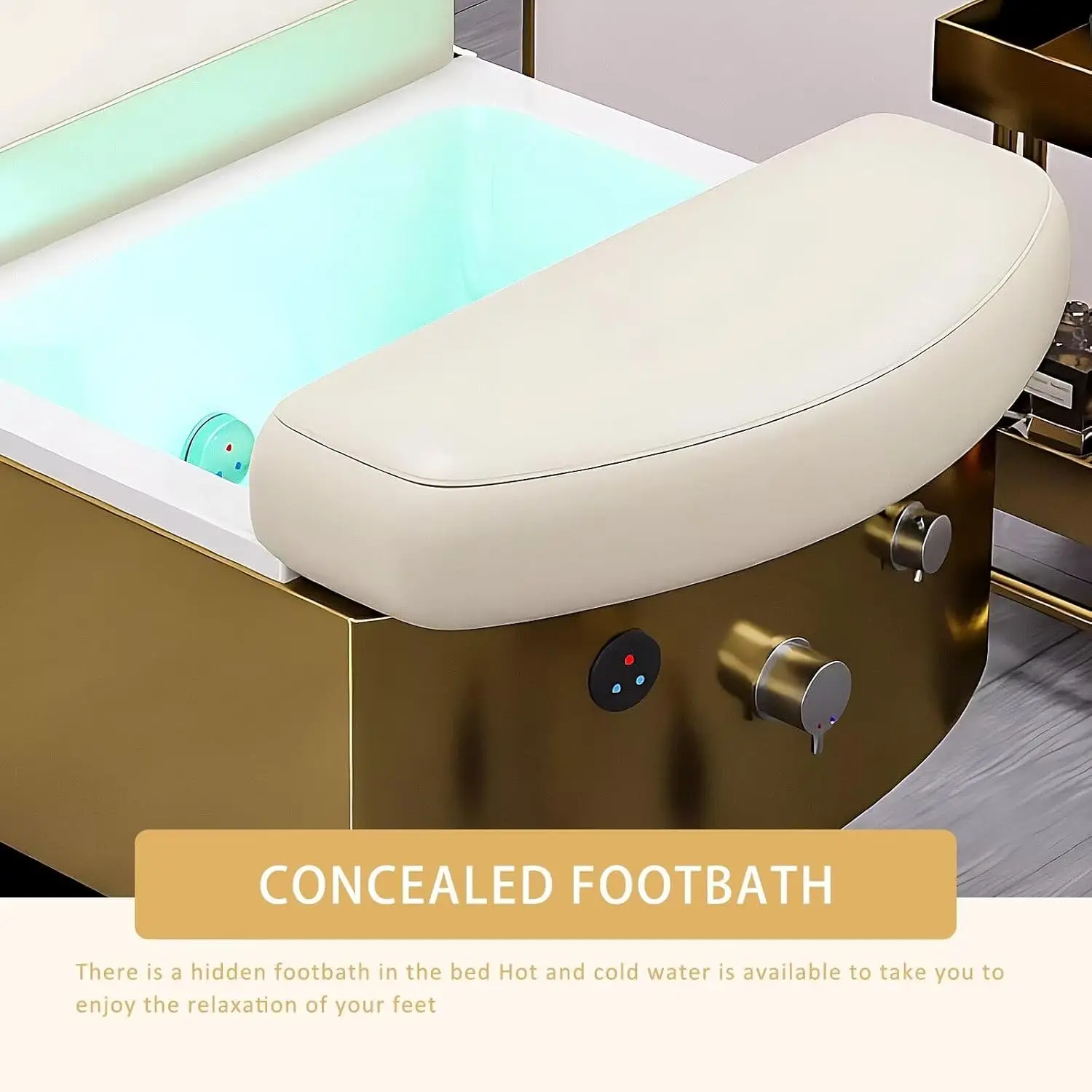 سرير تجميل متعدد الوظائف للعناية بالوجه، سرير تجميل قابل للتعديل كهربائيًا، سرير تدليك فروة الرأس مع حوض باديكير