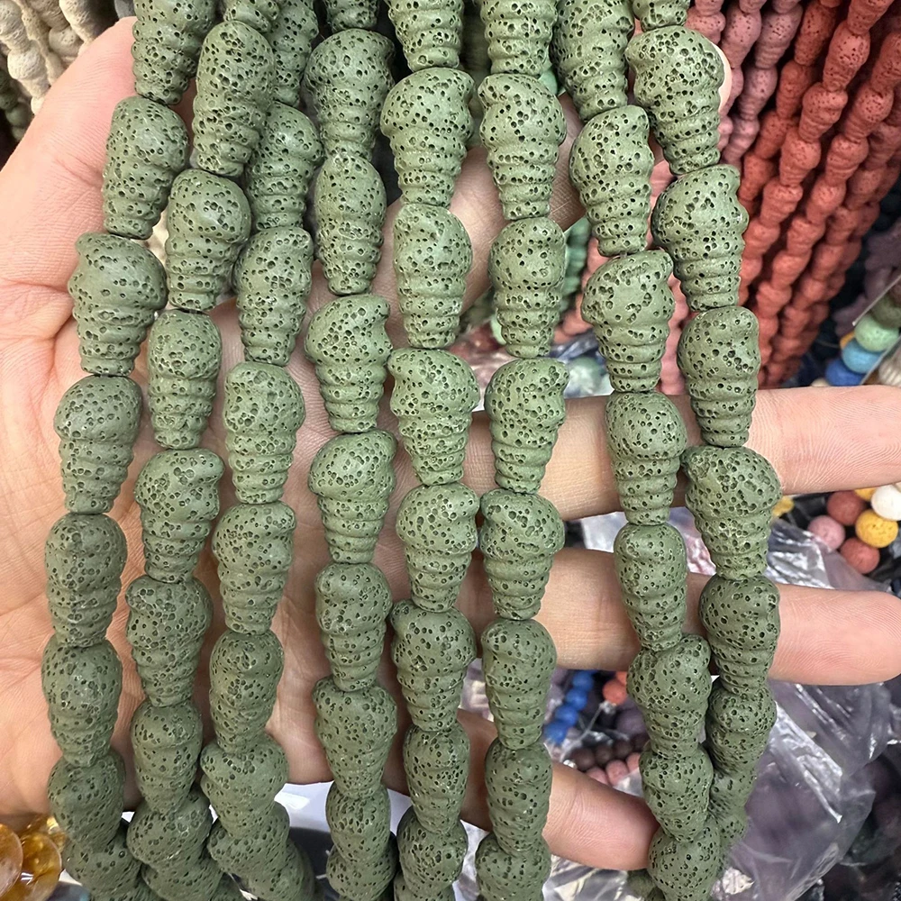 

Carved Conch-Shaped Volcanic Rock Bead Multi-Color Dyed Semi-Precious Stones Straight-Hole Loose Bead Jewelry Accessory 1 Strand