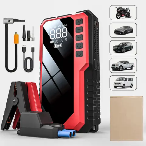 12000mAh Car Battery Starter Air Compressor Power Bank 12v Car Booster Auto Battery Charger Multi Function Jump Starter Splitter