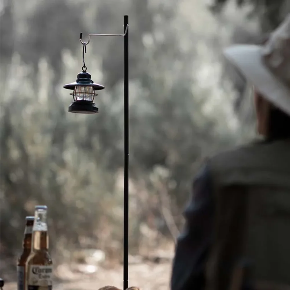 91cm Portable Outdoor Folding Lamp Stand Aluminum Alloy Camping Lantern Pole Double Hook Table Clamp Camp Lighting Hanger Holder view 6