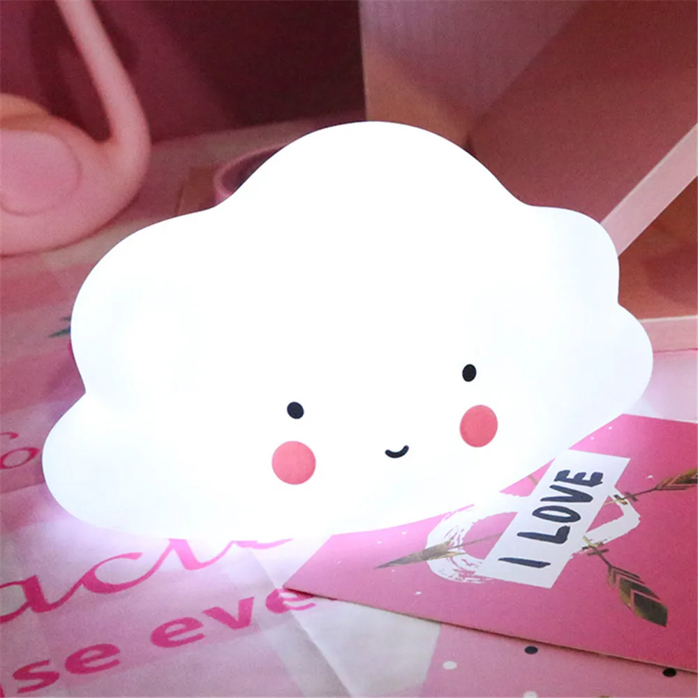 Cloud Shape Button Battery Night Light Children Light Baby Nursery Lamp Bedroom Sleep for Children Girl Toy Christmas Gift