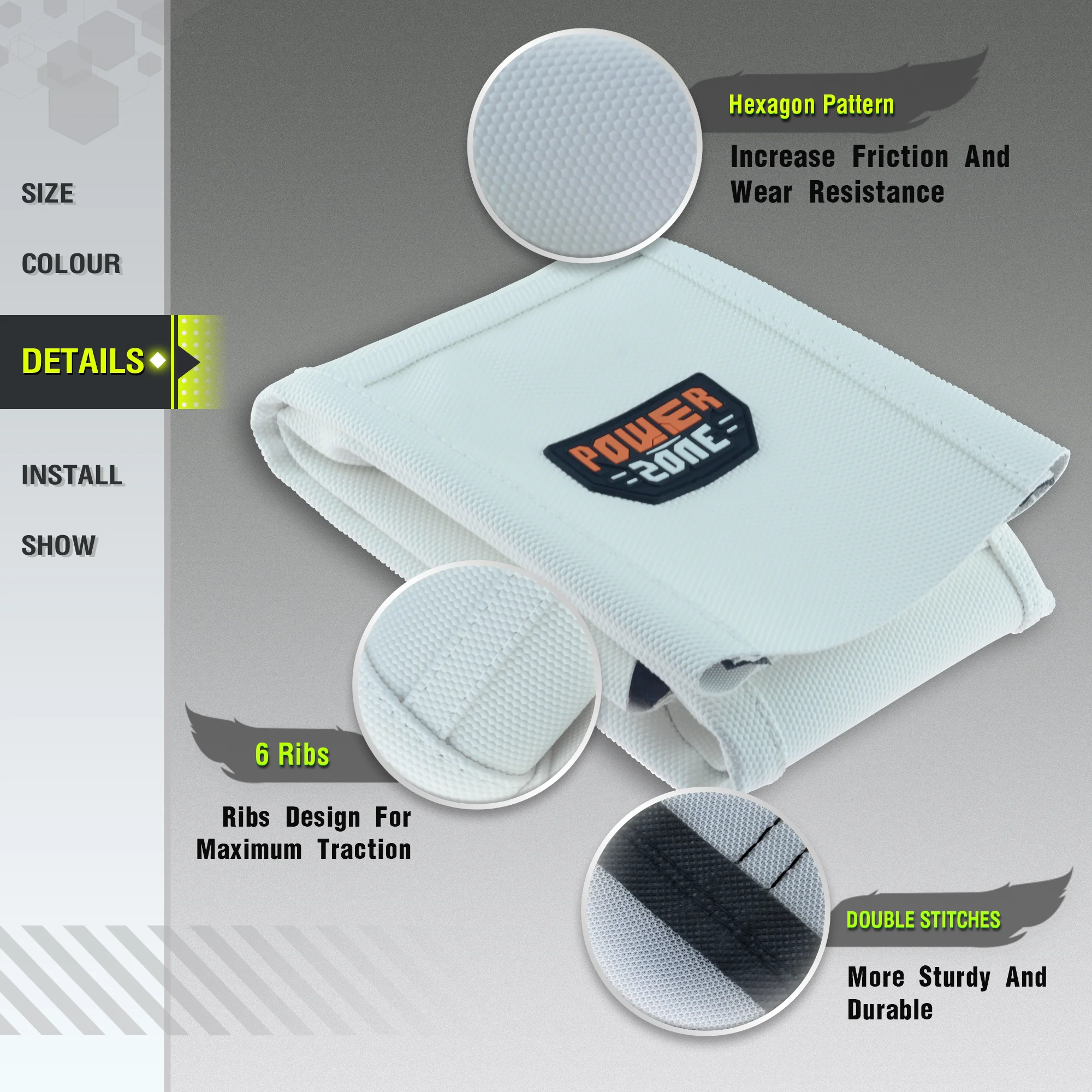 Powerzone-tampa de assento macia para motocicleta, branco, impermeável, antiderrapante, com nervuras, SXF, EXC, KXF, CRF, YZF, WR, TC, TE
