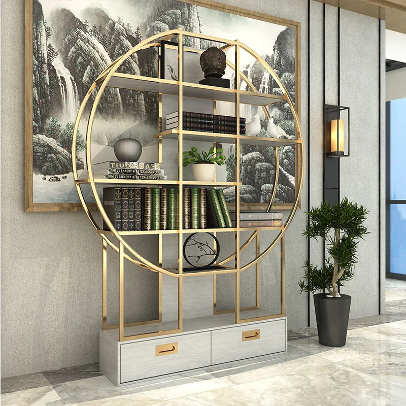 Factory Direct 2026 Nordic light luxury bookshelf post-modern wrought iron bookcase simple floor-to-ceiling multi-layer living r