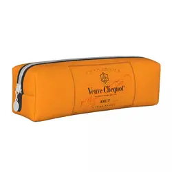 Champagne Orange Pencil Case Veuves Clicquots Pen Box Bags Student Large Storage Students School Cosmetic Pencil Box