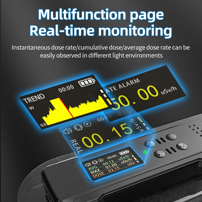 Handheld Geiger Counter Nuclear Radiation Detector Personal Radiation Dosimeter Rechargeable Beta Gamma X-ray Dosing Tester for