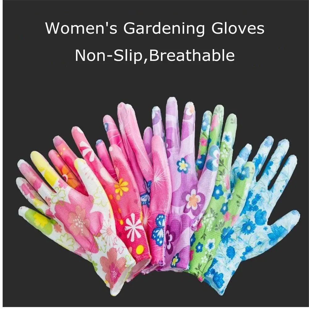 Guantes de trabajo antideslizantes para mujer, manoplas de protección de mano de obra para el hogar, limpieza de patios, Palma recubierta, jardín Floral