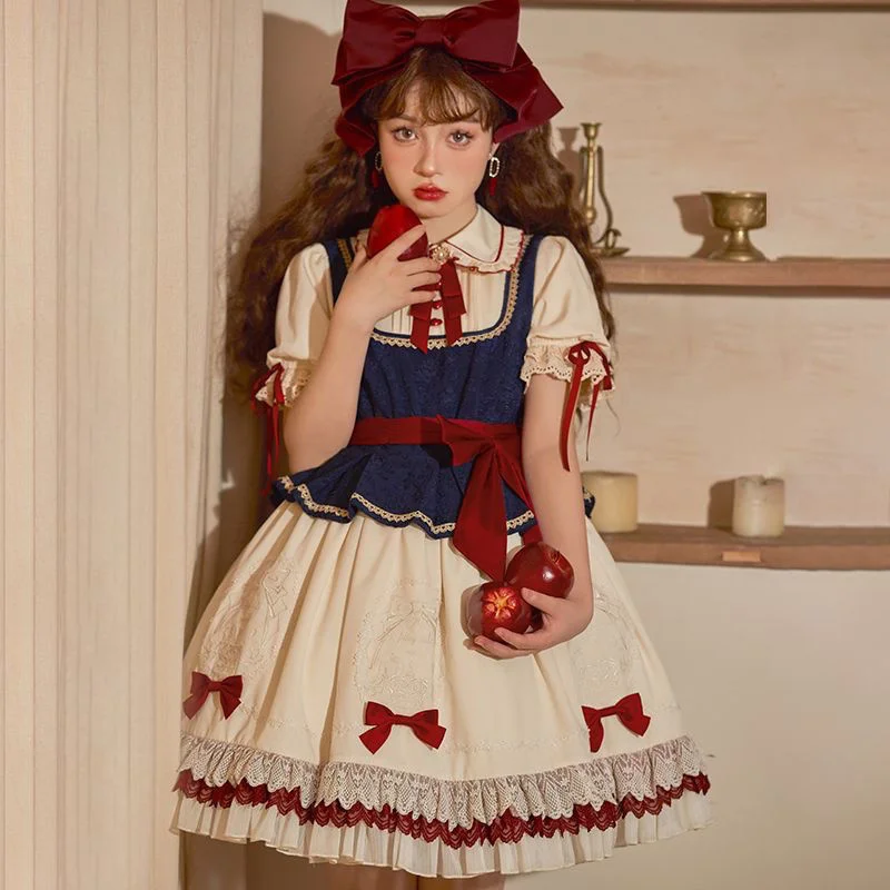 [Fairy Tale Manifesto] Authentic Op Short Sleeve One-piece Daily Retro Sweet Embroidered Lolita Dress Vestido Manga Larga