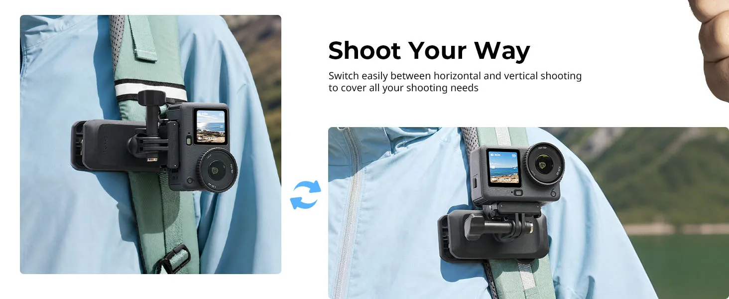 SmallRig Rucksackgurt-Clip-Halterung für DJI Osmo Action 6 / Nano 360 ° Kugelkopf & 2-Zinken-Halterung mit Schnellwechseladapter – Detail 4