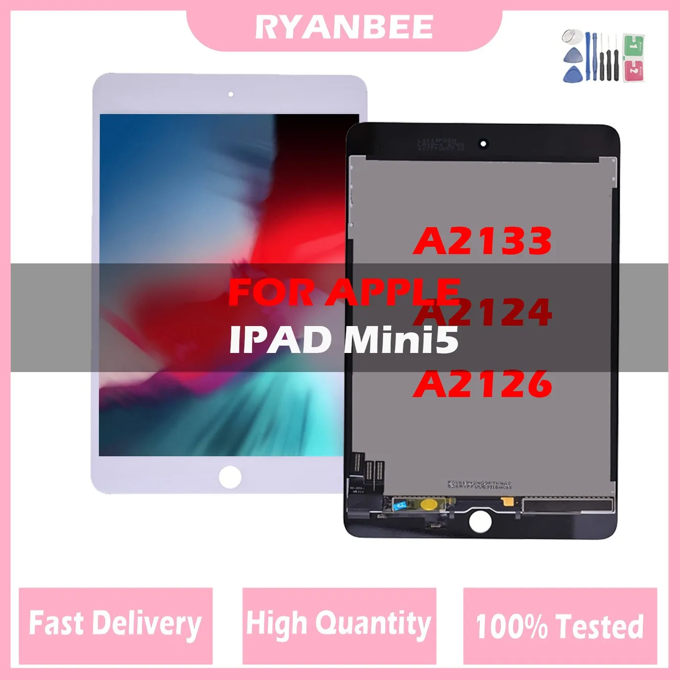 

100% Tested Original For iPad Mini 5 LCD A2133 A2124 A2126 LCD Display Touch Screen Digitizer Sensors Panel Replacement Parts