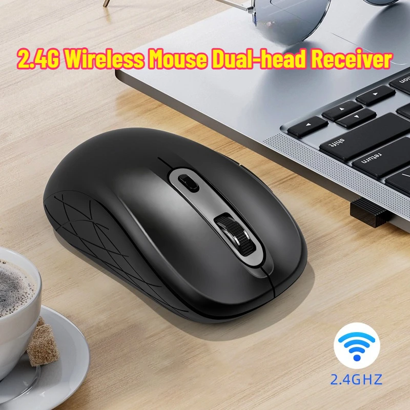 2.4G Wireless Mouse Dual-head Receiver for Tablets, Desktop Computers Business Office Silent Laptop