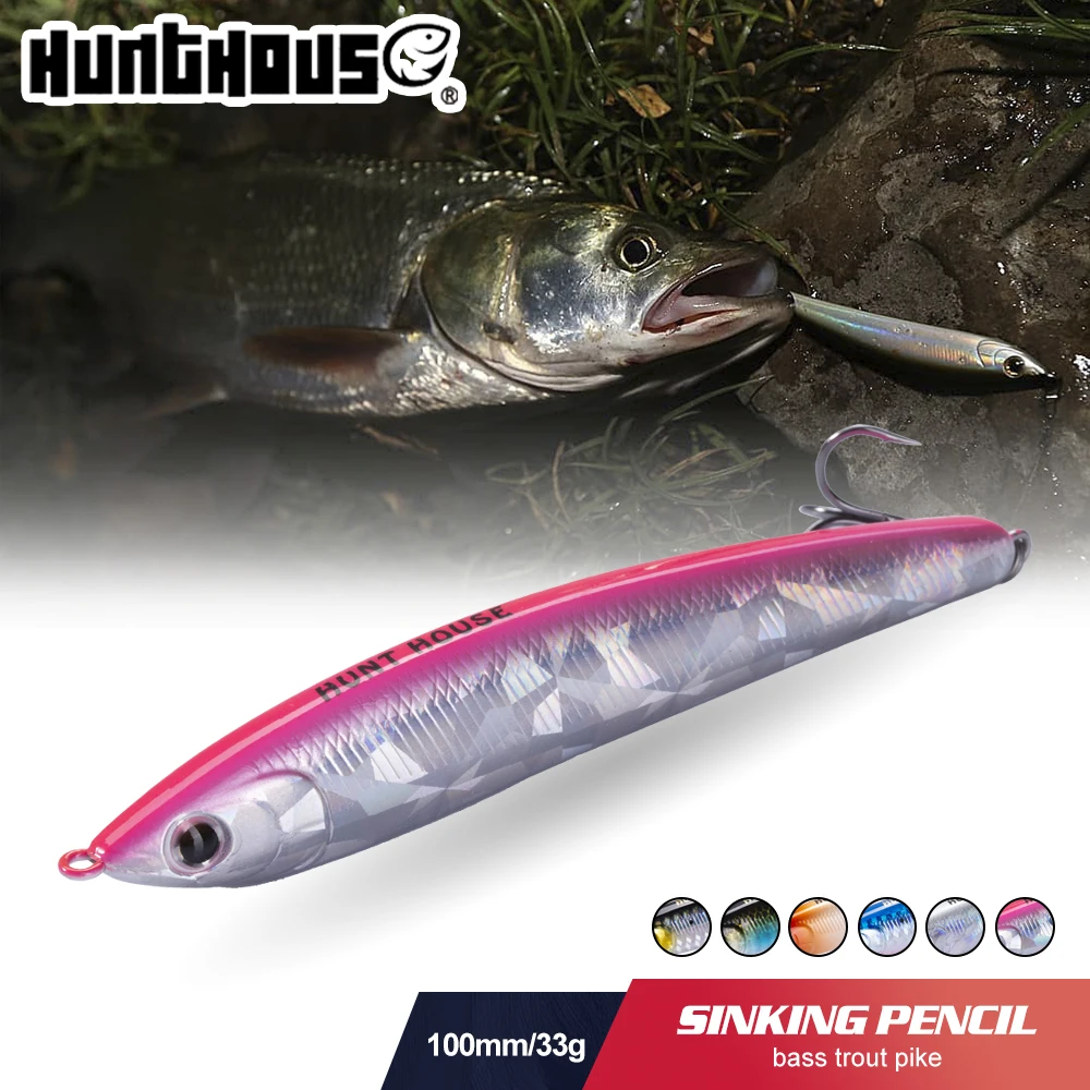 

Hunthouse Fishing Pencil Hard Jerk Lure Sinking Saltwater 100mm 33g Trolling Smith Super Surger For Seabass Trout Isca Artificia