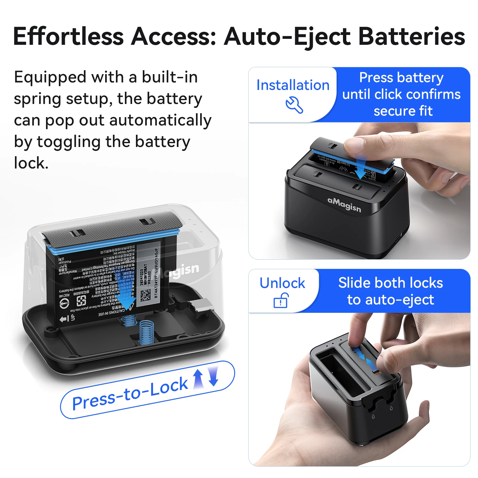 aMagisn 2-in-1 Akku-Ladestation für Insta360 X4 Air, 2-Slot-Schnellladegerät mit Dual-Micro-SD-Kartenspeicher für X4 Air, nicht für X4