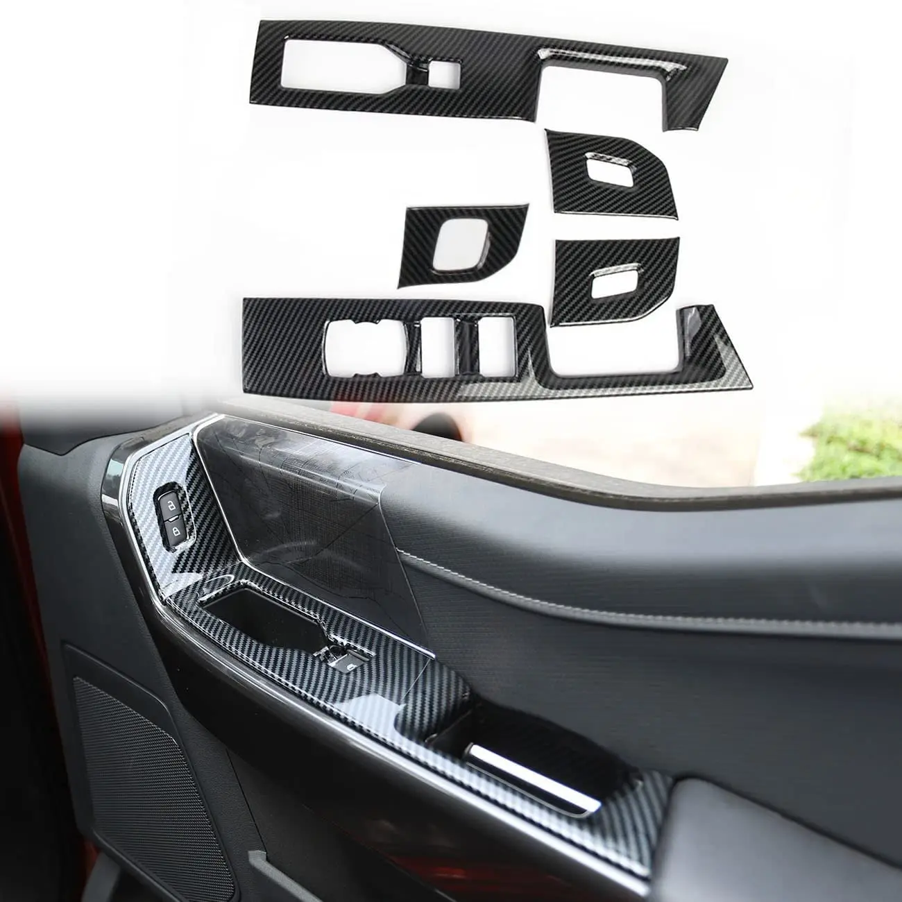 

Carbon Fiber Interior Door Panel Trim For Ford F150 2021 2022 2023 2024 2025 Window Switch Cover