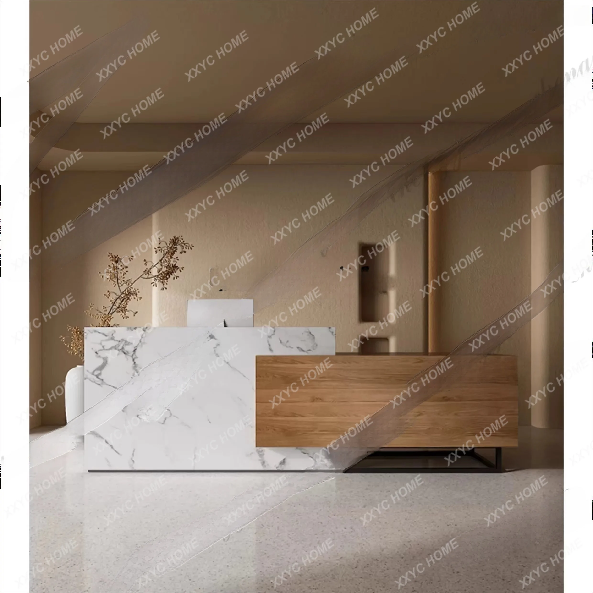 XX Log Wind Company Front Desk Desk Hotel with Baffle Long Service checkout page