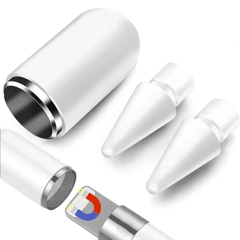1-8PCS Magnetic Replacement Cap with Pencil Tips for Apple Pencil 1st Generation Pencil Cap Nib for iPad Stylus Accessories