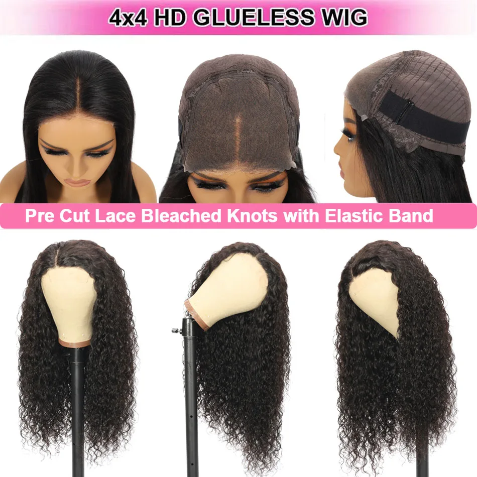 Wig tanpa lem rambut manusia gelombang air renda Wig depan 4x4 5x5 HD Wig penutup renda tanpa lem Wig manusia prepped siap untuk dipakai