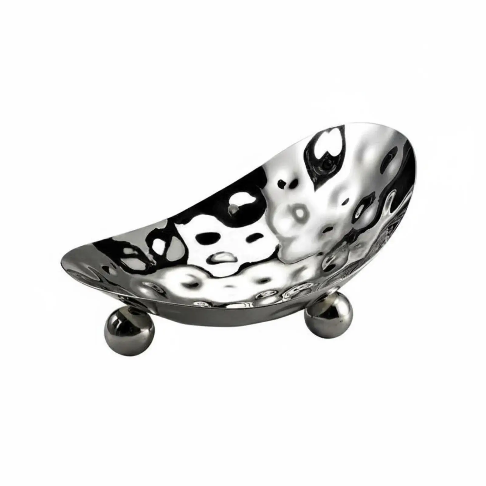 Large Pedestal Serving Bowl Stainless Steel Hammered Fruit Dish for Party Catering Salad Appetizer Kitchen Table Decorative