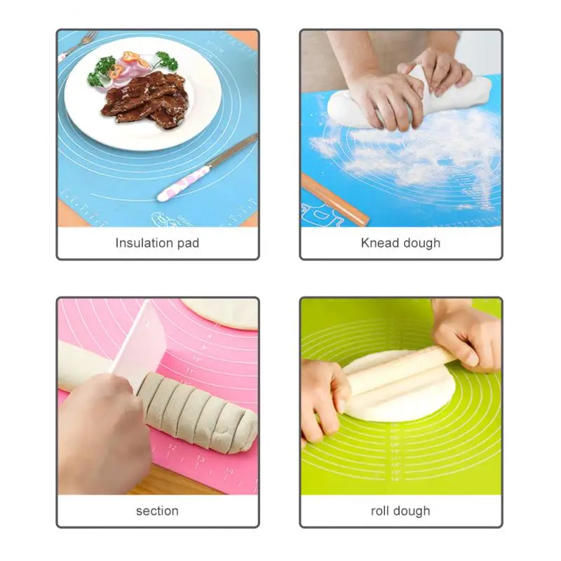 Kneading Dough Mat Silicone Non-stick For Rolling Dough Pizza Liner Pad Pastry Cake Bakeware Paste Flour Table Sheet KitchenTool