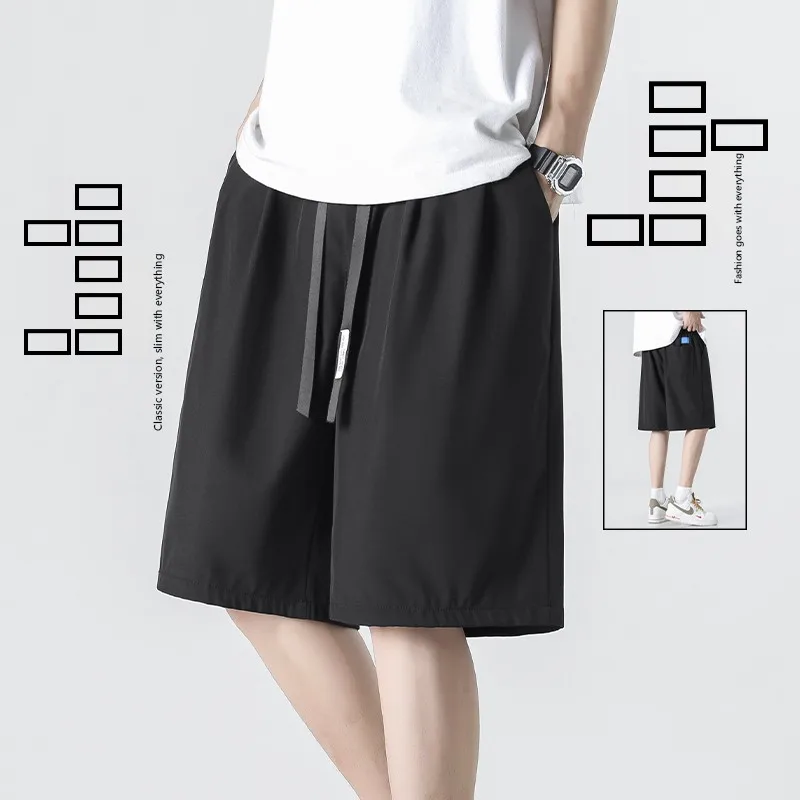 

Мужские шорты из ледяного шелка: летние, тонкие, быстросохнущие, спортивные, повседневные, прямого кроя, дышащие, удобные, модные