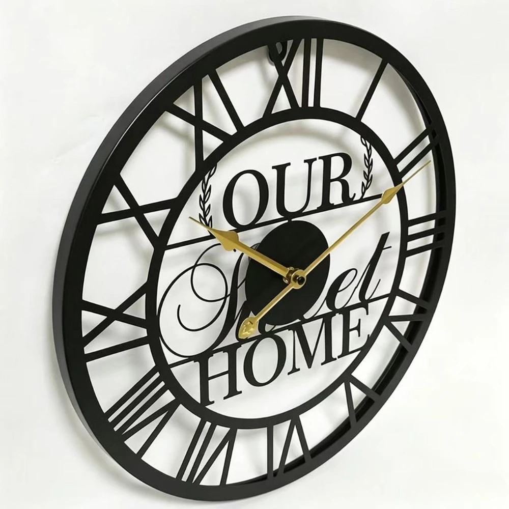 American Style 16 Inch Iron Wall Clock Creative Home Decoration Living Room Metal Wall Clock Dining Room Silent 40cm Wall Watch