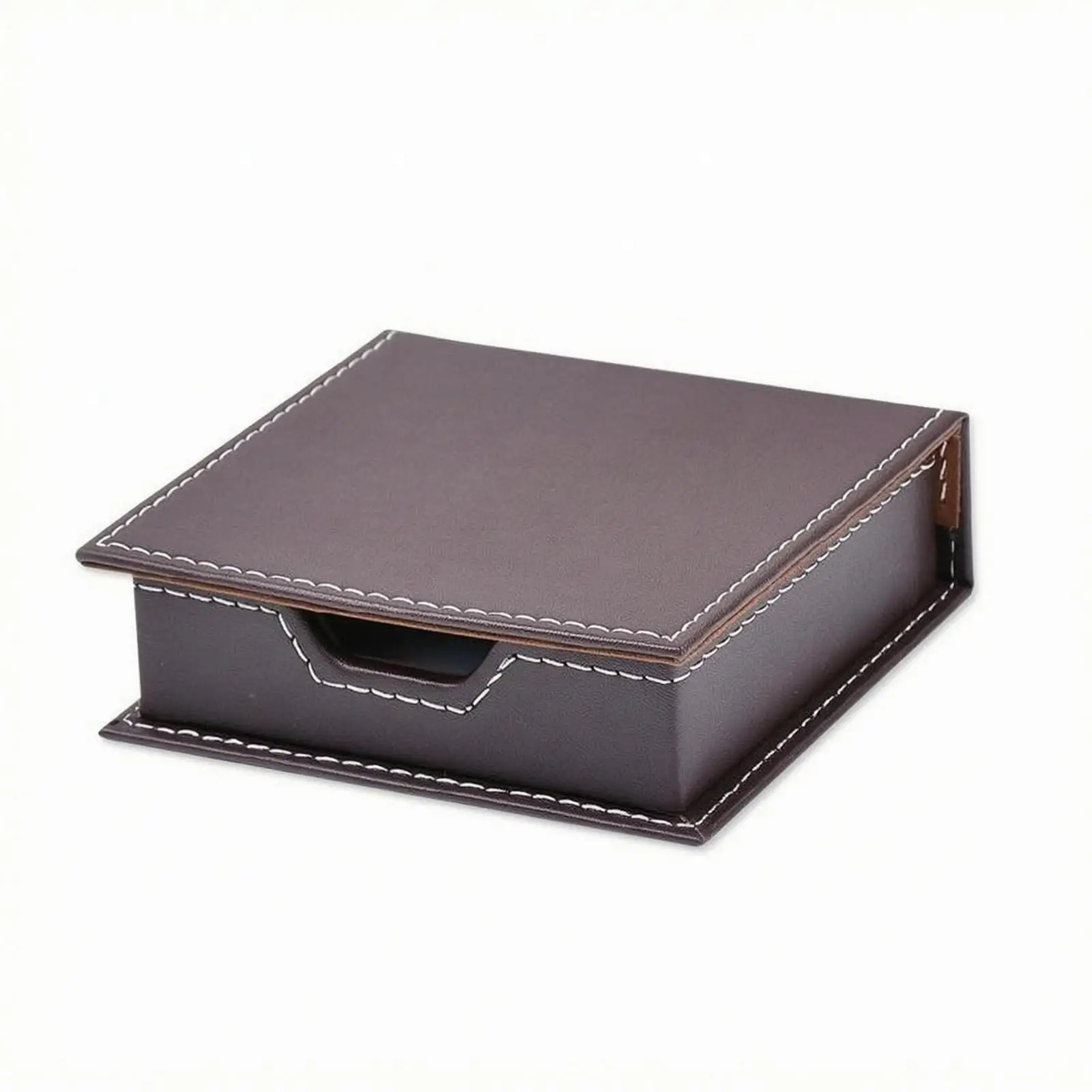 2-6pack Lidded Desktop Box Textile Lined PU Leather Desk Box Note Card Holder