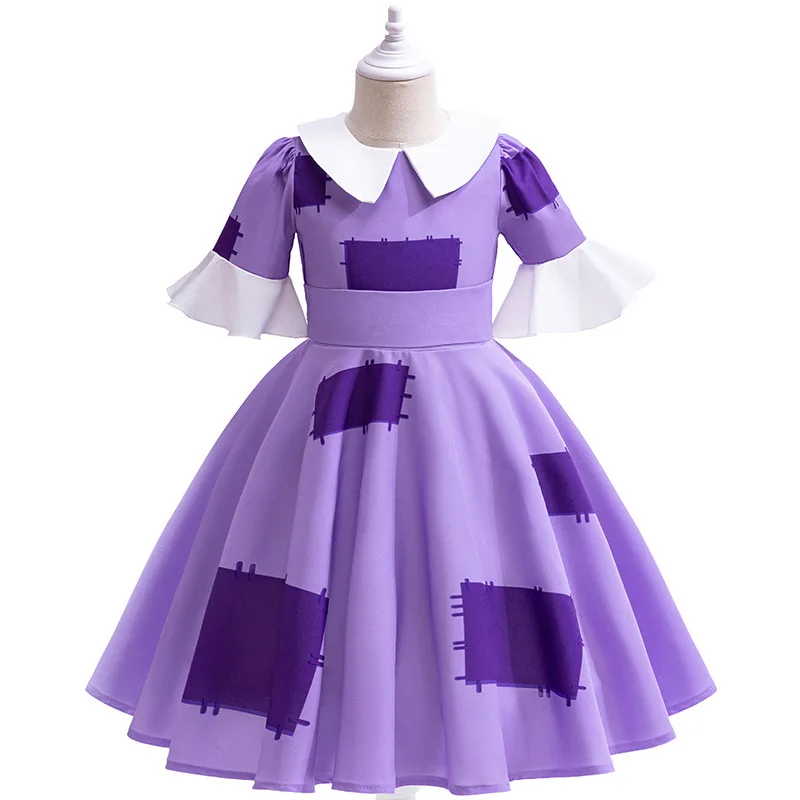 أزياء أنيمي السيرك الرقمي المذهل راجاثا التأثيرية للأطفال والبنات فستان الأرجواني بدلة الهالوين الزي الموحد