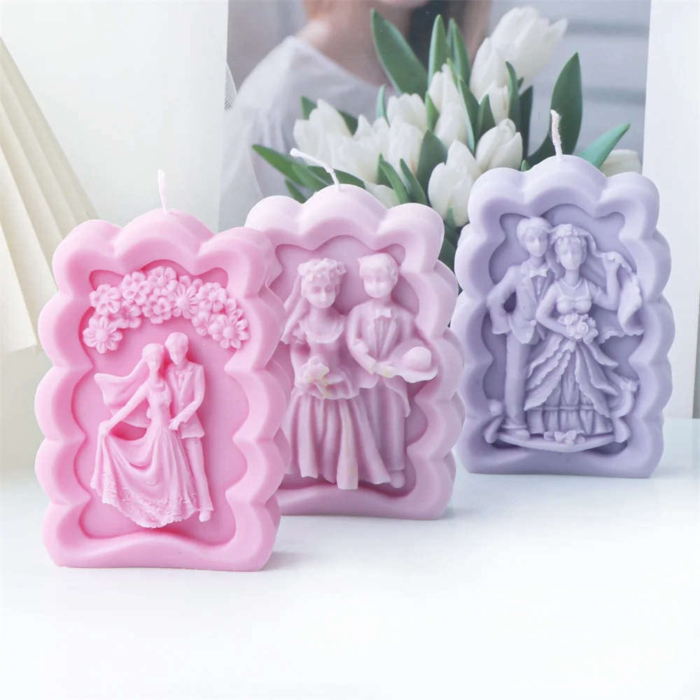 DIY Flat Style Mr and Mrs Wedding Silicone Mold Bride and Groom Marry Soap Resin Making Tool Newlyweds Couple Gift Valentine Day