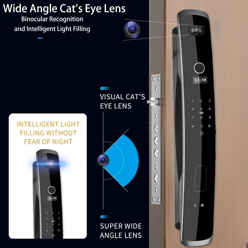 005XSDTS DF06 3D Biometric Security Face & Camera Smart Door Lock Digital Password Wi-Fi App Unlock