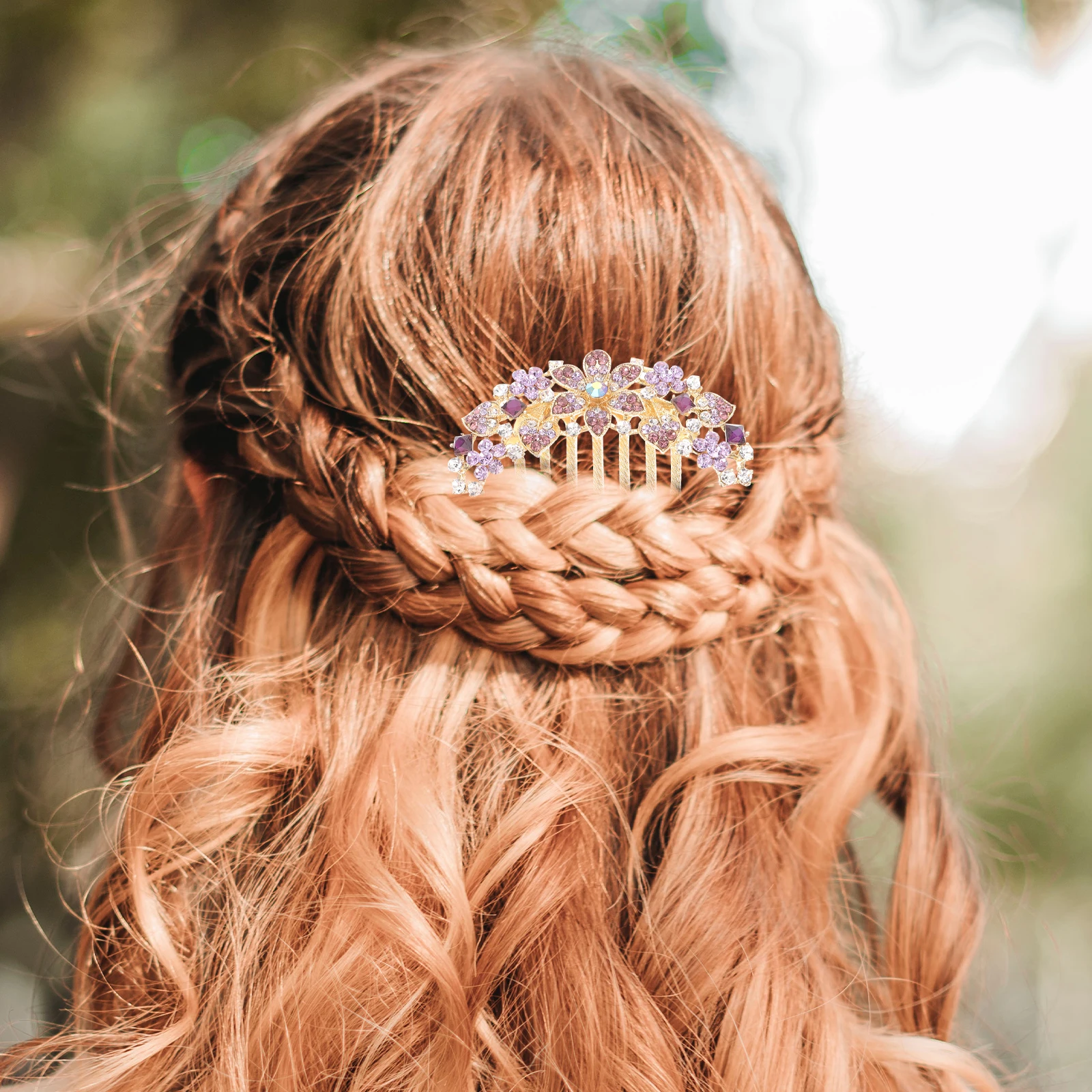 

Pearl Purple Hair Comb for Bride PartyInserted Women Accessories Elegant Headdress Women Hair Decorations Bridal Hairstyle