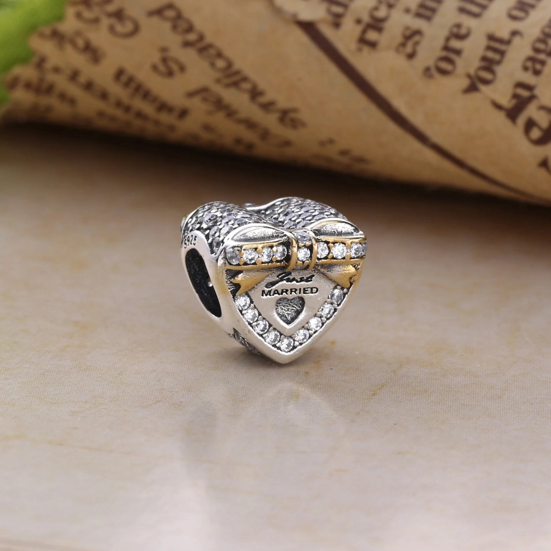 New 925 Sterling Silver Valentine\'s Day Love Wedding Bride Pendant Bead Diy Fit Original Pendant Charm Bracelet Women Jewel