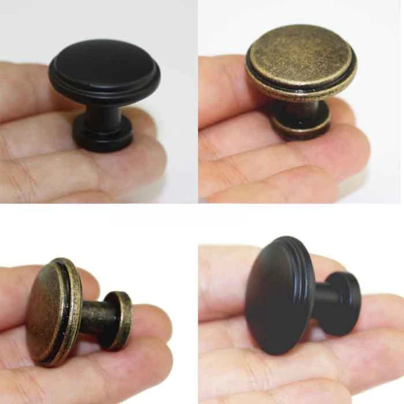 

Black single hole drawer handle 27MM circular vintage handle American alloy cabinet door handle Foreign trade handle