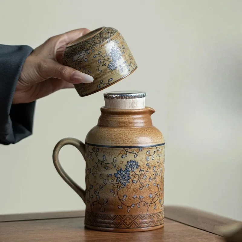 580ML Large Capacity Ceramic Stewed Teapot Tea Brewing Insulated Single Pot Pottery Kettle For Office Outdoor Use Kung Fu Teaset