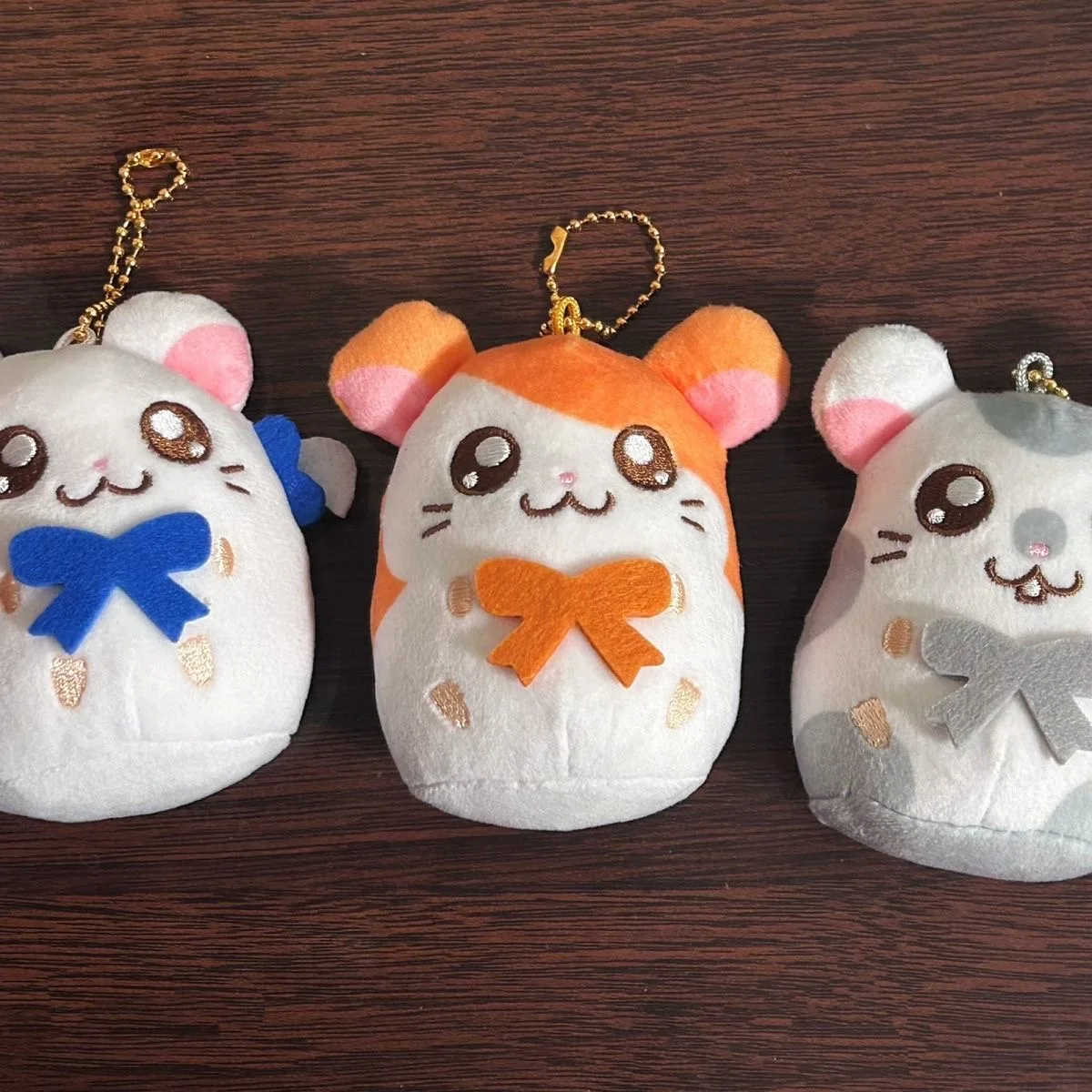 Kawaii Anime Hamtaro Hamster Bijou Ribon Pashmina Bowknot Plush Keychain Small Pendant Kids Stuffed Toys For Children Gifts 7CM