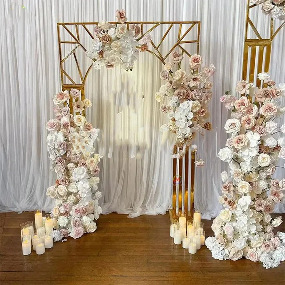 1pcs/3pcs)Gold Metal Wedding flower Arch, Flower backdrop stand Wedding Props Stage Background Elegant Wedding Decorations