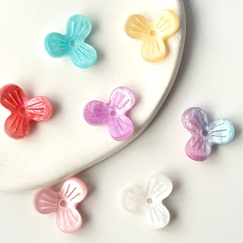 

14MM Colorful Acrylic Imitation Shell three Petal Flower Beads Loose Bead Handmade DIY Making Necklace Hairpin Earring Accessory