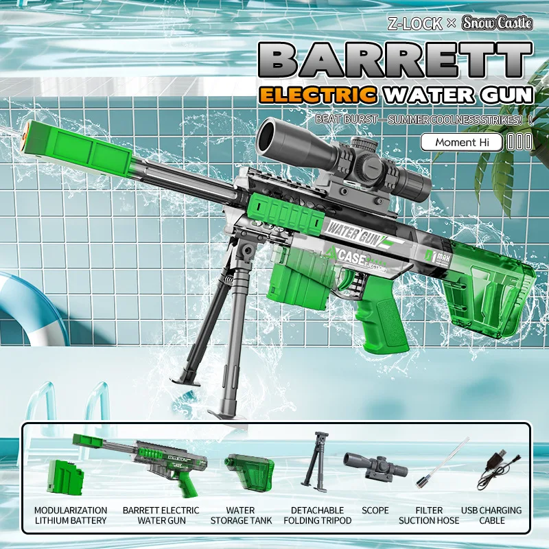 

Strong Electric Barrett Model Water Gun Toy Automatic Water Pistol Squirt Toys Summer Outdoor Pool Game Toys For Boys Adult Gift