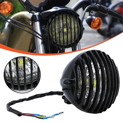 Motorcycle Vintage Front Headlight Grill Cover High Low Beam Headlamp For Harley Honda Yamaha Suzuki Kawasaki Universal