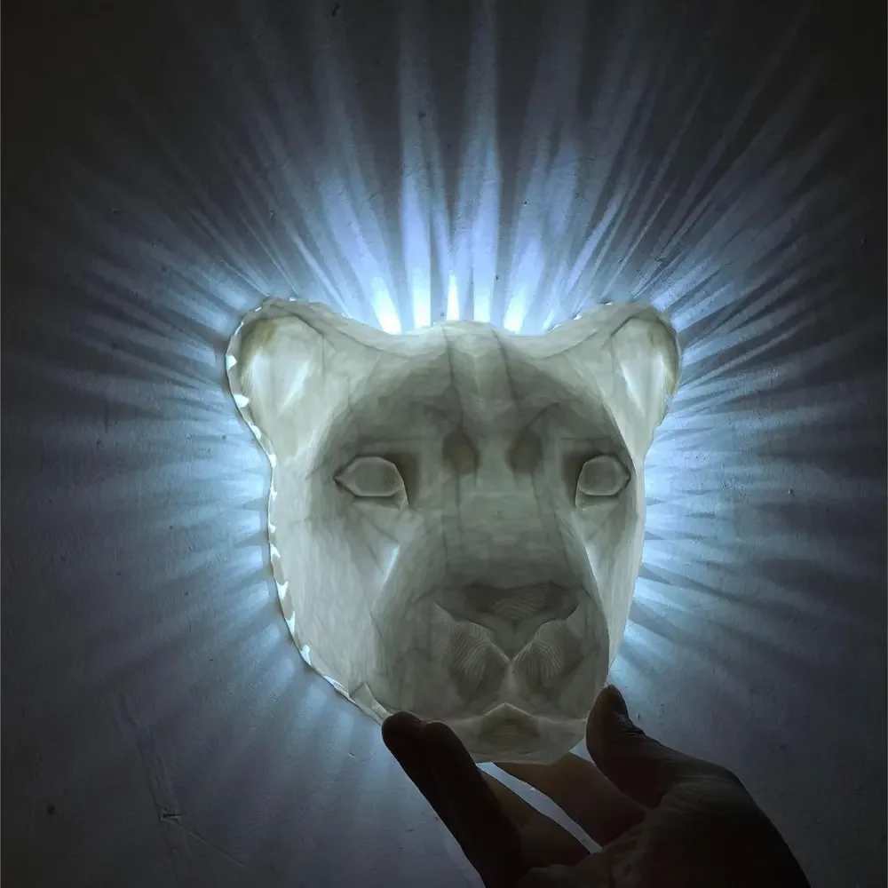 animais lampada de parede forma leao projetor moderno criativo atmosfera arandela luz 3d impressao corpo animal iluminacao brilho 01